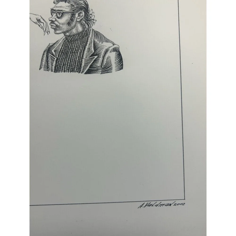 Original Alexander Valdman 2002 Signed Pen & Ink Drawing - Theatrical